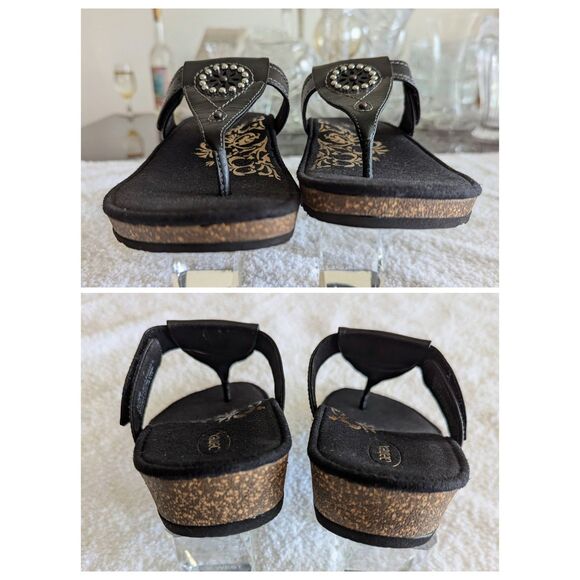 Aetrex Emily Silver Circle Studded Thongs Flip Flop Sandals Sz 7.5 - Picture 6 of 12